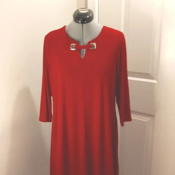 nina leonard red dress Lemmie for Nina Leonard red sweater dress with belt, size small